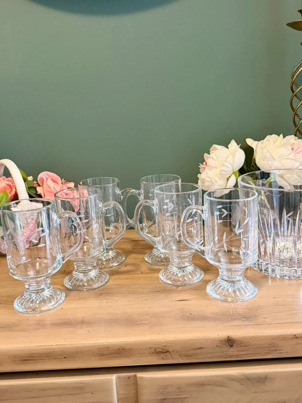 Princess House Heritage Footed Irish Coffee Mug & Ice Bucket